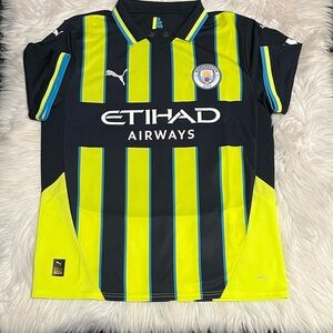 Manchester City Puma  New navy and Neon Yellow glow Soccer Jersey